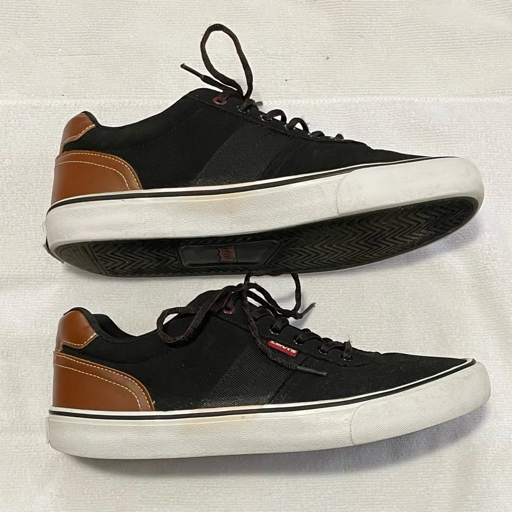 Levi's Men's Black Brown Sneakers Size 9.5 Casual Lace Up‎ Shoes